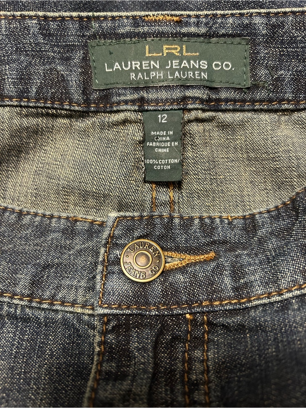 Ralph Lauren Dark Blue Denim Ruffle-Hem A-Line Skirt - Picture 3 of 5